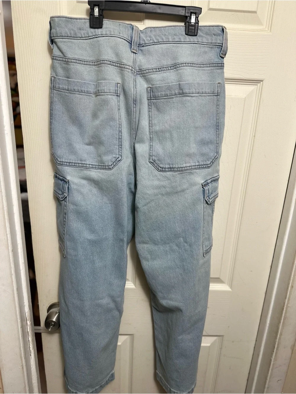 Hollister Light Blue Cargo Jeans - Men's Utility Denim Pants super baggy
